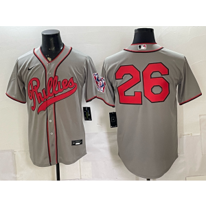Philadelphia Phillies 26 Grey Throwback Men Jersey Philadelphia Phillies 26 Grey Throwback Men Jersey