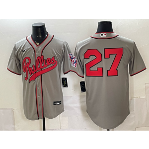 Philadelphia Phillies 27 Aaron Nola Grey Throwback Men Jersey Philadelphia Phillies 27 Aaron Nola Grey Throwback Men Jersey
