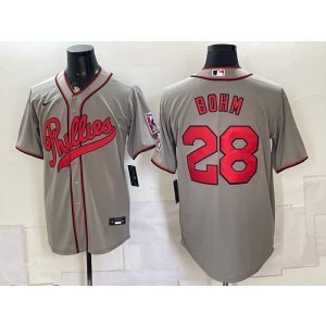 Philadelphia Phillies 28 Bohm 2026 Field of Dreams Stadium Grey Men Jersey