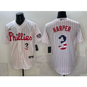 Philadelphia Phillies 3 Bryce Harper White USA 250 Fourth of July Men Jersey