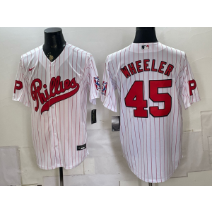 Philadelphia Phillies 45 Wheeler White Throwback Men Jersey Philadelphia Phillies 45 Wheeler White Throwback Men Jersey