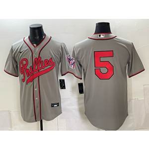 Philadelphia Phillies 5 Bryson Stott Grey Throwback Men Jersey Philadelphia Phillies 5 Bryson Stott Grey Throwback Men Jersey