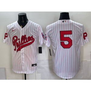 Philadelphia Phillies 5 Bryson Stott White Throwback Men Jersey Philadelphia Phillies 5 Bryson Stott White Throwback Men Jersey