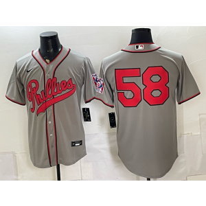 Philadelphia Phillies 58 Grey Throwback Men Jersey Philadelphia Phillies 58 Grey Throwback Men Jersey
