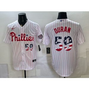 Philadelphia Phillies 59 Duran White USA 250 Fourth of July Men Jersey
