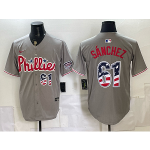 Philadelphia Phillies 61 Sanchez Grey USA 250 Fourth of July Men Jersey