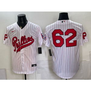 Philadelphia Phillies 62 Kelce White Throwback Men Jersey