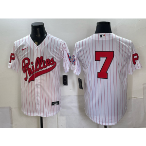 Philadelphia Phillies 7 Trea Turner White Throwback Men Jersey Philadelphia Phillies 7 Trea Turner White Throwback Men Jersey