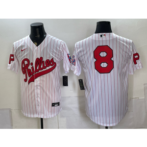 Philadelphia Phillies 8 Nick Castellanos White Throwback Men Jersey Philadelphia Phillies 8 Nick Castellanos White Throwback Men Jersey