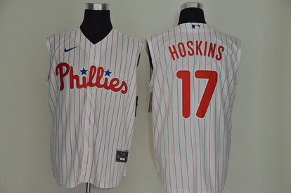Phillies 17 Rhys Hoskins White Gold Nike Cool Base Sleeveless Jersey Phillies 17 Rhys Hoskins White Gold Nike Cool Base Sleeveless Jersey
