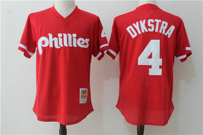 Phillies 4 Lenny Dykstra Red Cooperstown Collection Mesh Batting Practice Jersey Phillies 4 Lenny Dykstra Red Cooperstown Collection Mesh Batting Practice Jersey