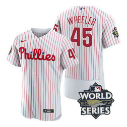 Phillies 45 Zack Wheeler White Nike 2022 World Series Flexbase Jersey