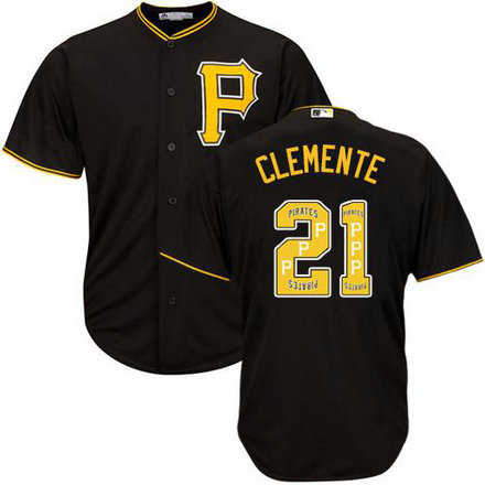 Pirates #21 Roberto Clemente Black Team Logo Fashion Stitched Baseball Jersey Pirates #21 Roberto Clemente Black Team Logo Fashion Stitched Baseball Jersey