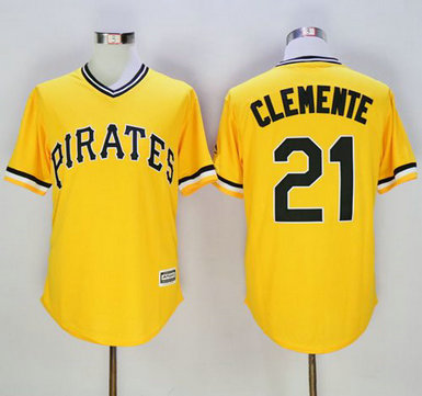 Pirates #21 Roberto Clemente Gold New Cool Base Stitched Baseball Jersey Pirates #21 Roberto Clemente Gold New Cool Base Stitched Baseball Jersey