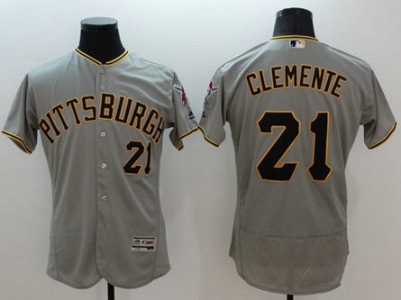 Pirates #21 Roberto Clemente Grey Flexbase Authentic Collection Stitched Baseball Jersey