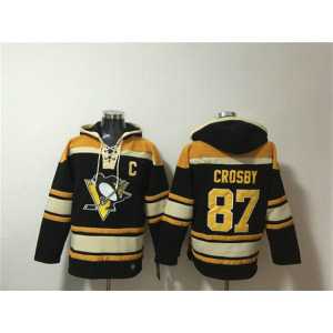 Pittsburgh Penguins 87 Sidney Crosby Black Lace-Up Pullover Hoodie Pittsburgh Penguins 87 Sidney Crosby Black Lace-Up Pullover Hoodie