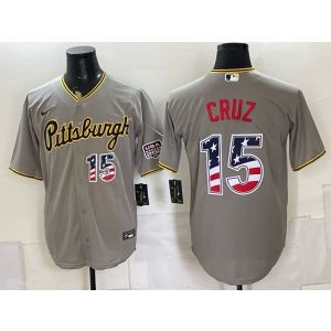 Pittsburgh Pirates 15 Cruz Grey USA 250 Fourth of July Men Jersey Pittsburgh Pirates 15 Cruz Grey USA 250 Fourth of July Men Jersey
