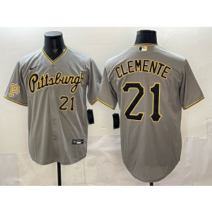 Pittsburgh Pirates 21 Clemente Grey Cool Base Men Jersey Pittsburgh Pirates 21 Clemente Grey Cool Base Men Jersey