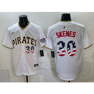 Pittsburgh Pirates 30 Skenes White USA 250 Fourth of July Men Jersey Pittsburgh Pirates 30 Skenes White USA 250 Fourth of July Men Jersey
