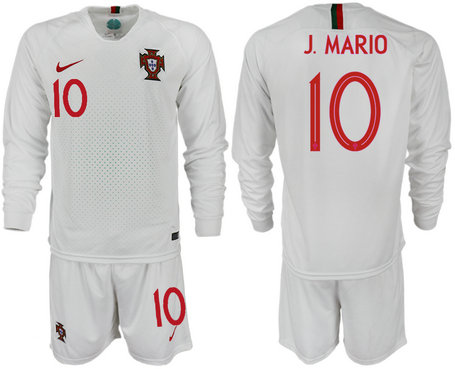 Portugal 10 J. MARIO Away 2018 FIFA World Cup Long Sleeve Soccer Jersey Portugal 10 J. MARIO Away 2018 FIFA World Cup Long Sleeve Soccer Jersey