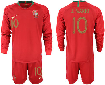 Portugal 10 J. MARIO Home 2018 FIFA World Cup Long Sleeve Soccer Jersey Portugal 10 J. MARIO Home 2018 FIFA World Cup Long Sleeve Soccer Jersey