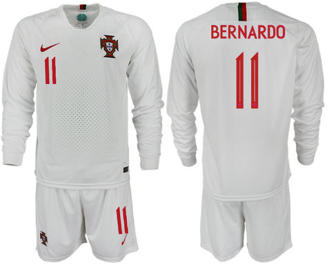 Portugal 11 BERNARDO Away 2018 FIFA World Cup Long Sleeve Soccer Jersey Portugal 11 BERNARDO Away 2018 FIFA World Cup Long Sleeve Soccer Jersey