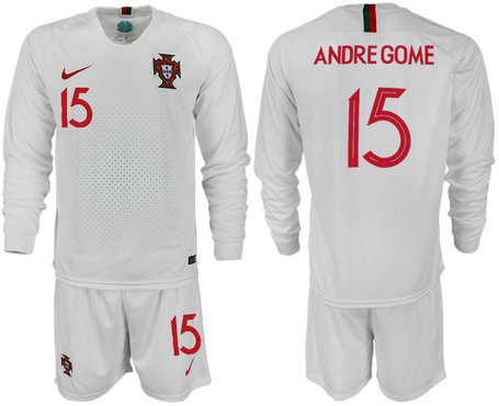 Portugal 15 ANDRE GOME Away 2018 FIFA World Cup Long Sleeve Soccer Jersey Portugal 15 ANDRE GOME Away 2018 FIFA World Cup Long Sleeve Soccer Jersey