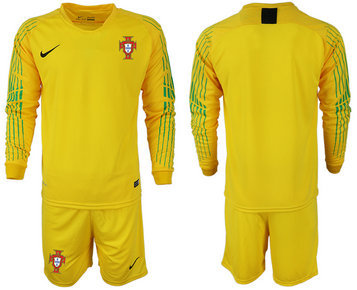 Portugal 2018 FIFA World Cup Yellow Goalkeeper Long Sleeve Soccer Jersey Portugal 2018 FIFA World Cup Yellow Goalkeeper Long Sleeve Soccer Jersey
