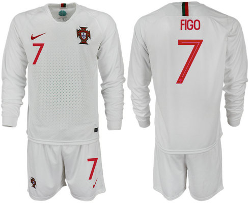 Portugal 7 FIGO Away 2018 FIFA World Cup Long Sleeve Soccer Jersey Portugal 7 FIGO Away 2018 FIFA World Cup Long Sleeve Soccer Jersey