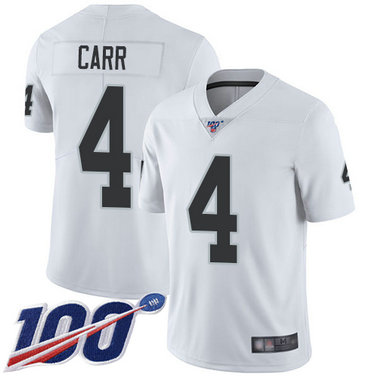 Raiders #4 Derek Carr White Men's Stitched Football 100th Season Raiders #4 Derek Carr White Men's Stitched Football 100th Season