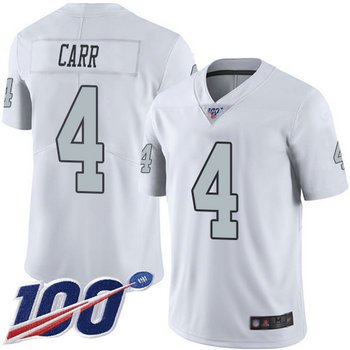 Raiders #4 Derek Carr White Men's Stitched Football Limited Rush Raiders #4 Derek Carr White Men's Stitched Football Limited Rush