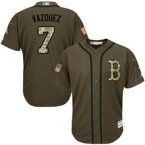 Red Sox #7 Christian Vazquez Green Salute To Service Stitched Baseball Jersey