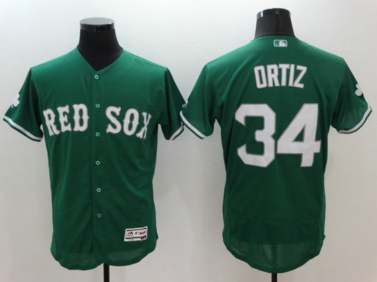 Red Sox 34 David Ortiz Green Celtic Flexbase MLB Jersey