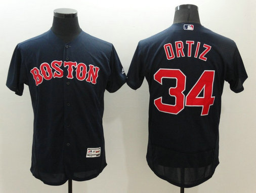 Red Sox 34 David Ortiz Navy Flexbase MLB Jersey