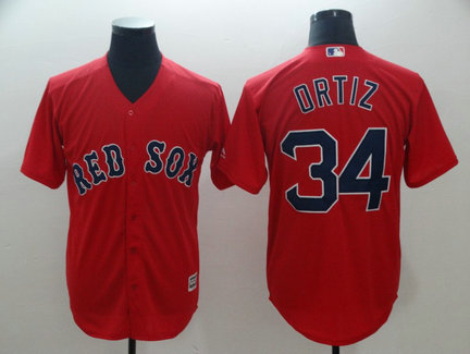 Red Sox 34 David Ortiz Red Cool Base Jersey