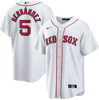 Red Sox 5 Enrique Hernandez White Nike Cool Base Jersey