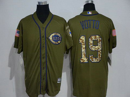 Reds 19 Joey Votto Olive Green New Cool Base Jersey Reds 19 Joey Votto Olive Green New Cool Base Jersey
