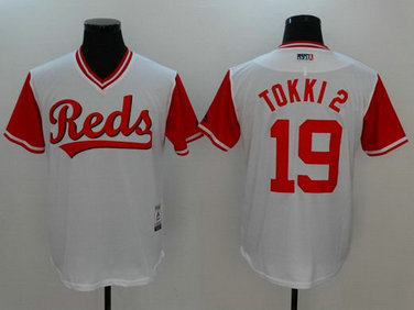 Reds 19 Joey Votto Tokki Majestic White 2017 Players Weekend Nickname Jersey Reds 19 Joey Votto Tokki Majestic White 2017 Players Weekend Nickname Jersey