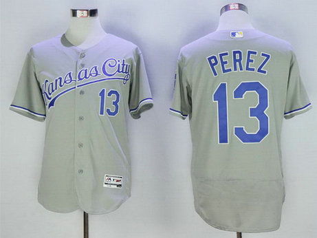 Royals 13 Salvador Perez Grey Flexbase Jersey