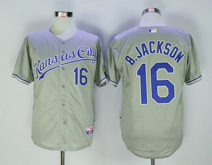 Royals 16 Bo Jackson Grey Cool Base Jersey