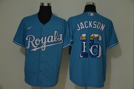 Royals 16 Bo Jackson Light Blue 2020 Nike Cool Base Fashion Jersey