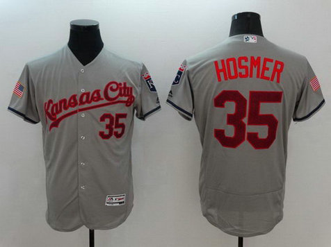 Royals 35 Eric Hosmer Grey Fashion Stars & Stripes Flexbase Jersey