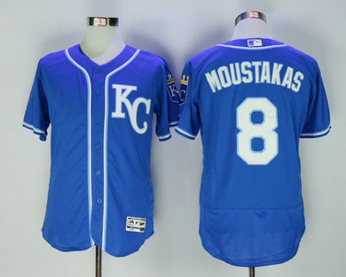 Royals 8 Mike Moustakas Blue Flexbase Jersey