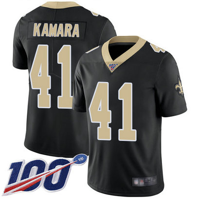 Saints #41 Alvin Kamara Black Team Color Men's Stitched Football 100th Season Vapor Limited Jersey Saints #41 Alvin Kamara Black Team Color Men's Stitched Football 100th Season Vapor Limited Jersey