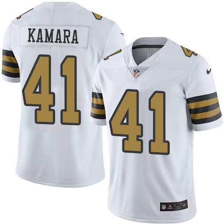 Saints #41 Alvin Kamara White Men's Stitched Football Limited Rush Jersey Saints #41 Alvin Kamara White Men's Stitched Football Limited Rush Jersey