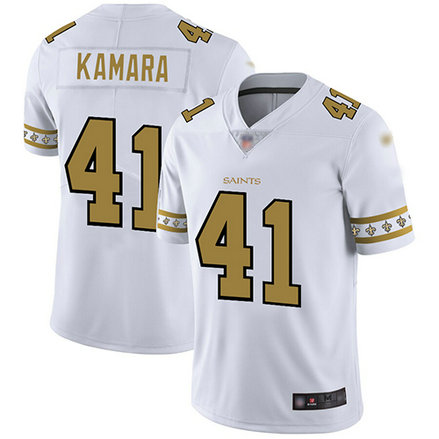 Saints #41 Alvin Kamara White Men's Stitched Football Limited Team Logo Fashion Jersey Saints #41 Alvin Kamara White Men's Stitched Football Limited Team Logo Fashion Jersey