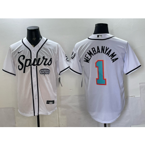 San Antonio Spurs 1 Wambanyama White Baseball Vapor Limited Men Jersey