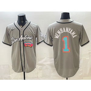 San Antonio Spurs 1 Wembanyama Grey Baseball Vapor Limited Men Jersey 2 San Antonio Spurs 1 Wembanyama Grey Baseball Vapor Limited Men Jersey 2