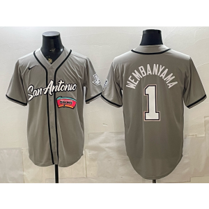 San Antonio Spurs 1 Wembanyama Grey Baseball Vapor Limited Men Jersey 3 San Antonio Spurs 1 Wembanyama Grey Baseball Vapor Limited Men Jersey 3