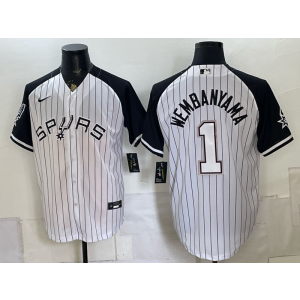 San Antonio Spurs 1 Wembanyama White Baseball Vapor Limited Men Jersey (2) San Antonio Spurs 1 Wembanyama White Baseball Vapor Limited Men Jersey (2)